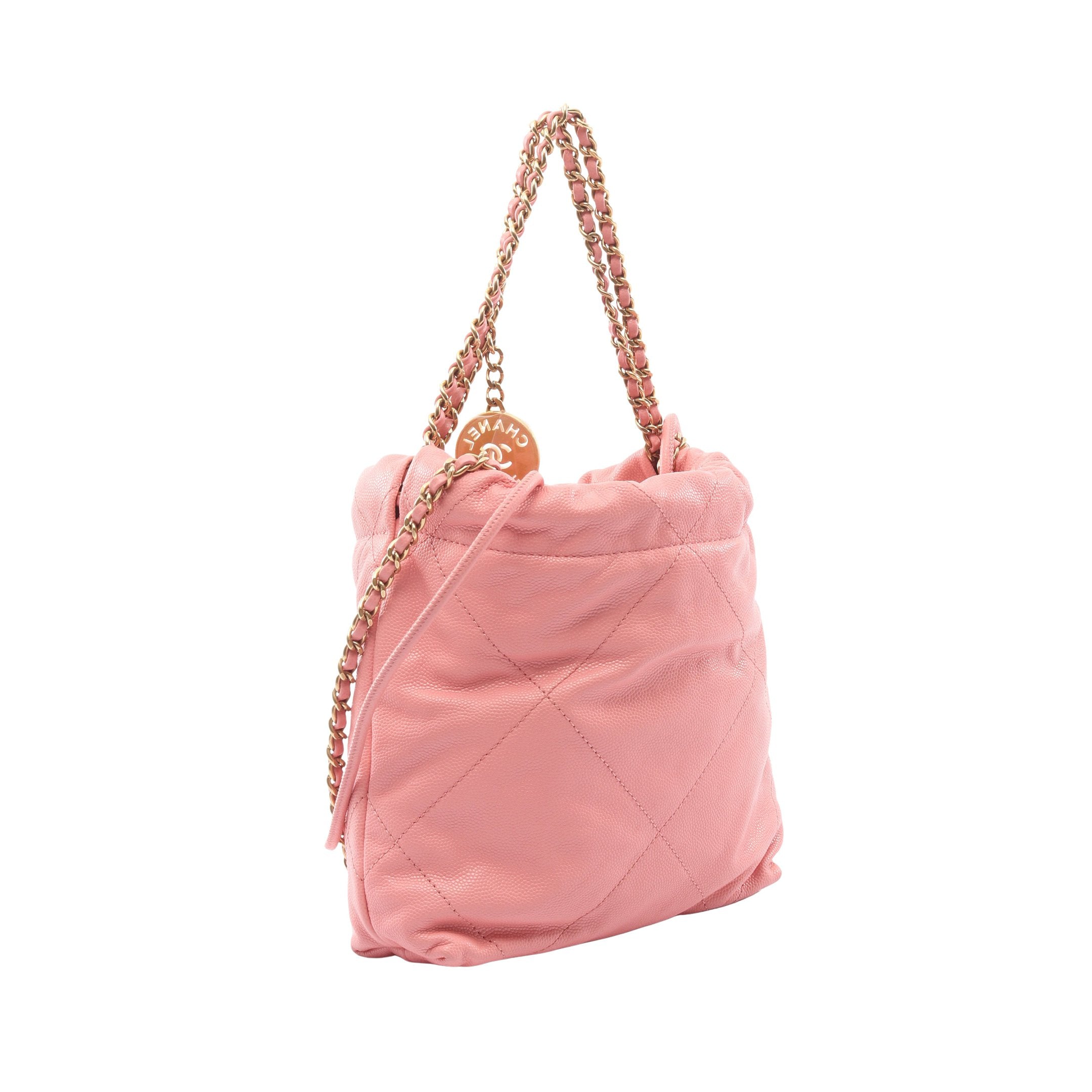 CHANEL 22 ミニ チェーンショルダーバッグ キャビアスキン ピンク