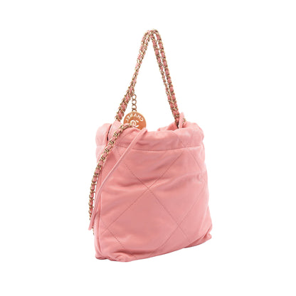 CHANEL 22 ミニ チェーンショルダーバッグ キャビアスキン ピンク ゴールド金具 2WAY シャネル バッグ CHANEL
