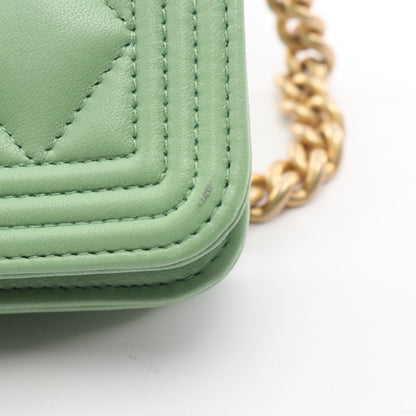 ボーイシャネル マトラッセ チェーンウォレット ラムスキン ライトグリーン ゴールド金具 シャネル バッグ CHANEL