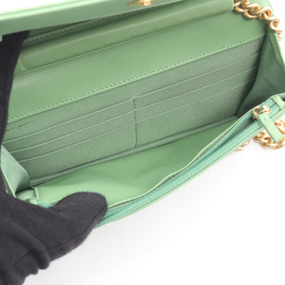 ボーイシャネル マトラッセ チェーンウォレット ラムスキン ライトグリーン ゴールド金具 シャネル バッグ CHANEL