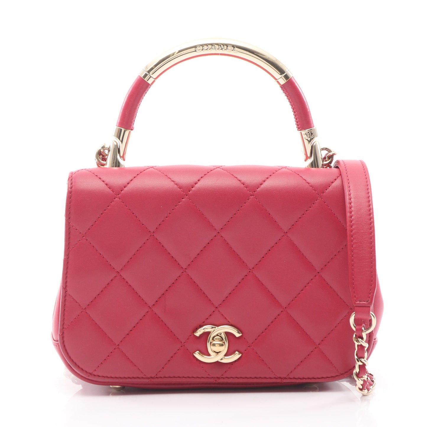 チェーンショルダーバッグ ラムスキン レッド ゴールド金具 2WAY シャネル バッグ CHANEL