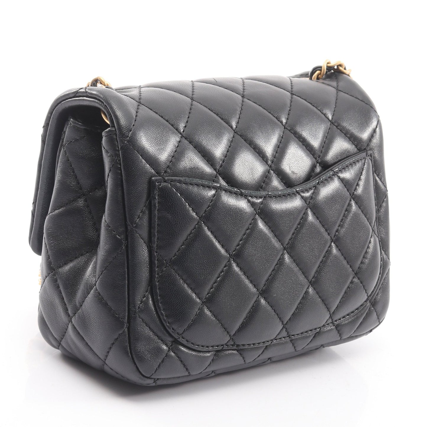 マトラッセ チェーンショルダーバッグ ラムスキン ブラック ゴールド金具 シャネル バッグ CHANEL