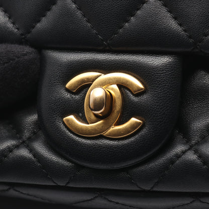 マトラッセ チェーンショルダーバッグ ラムスキン ブラック ゴールド金具 シャネル バッグ CHANEL