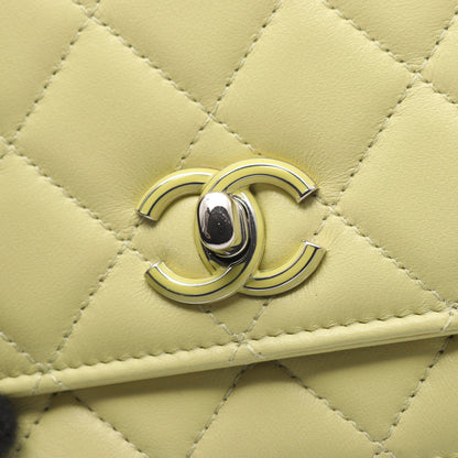 マトラッセ チェーンショルダーバッグ ラムスキン ライトイエロー シルバー金具 2WAY シャネル バッグ CHANEL