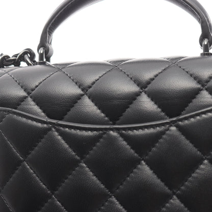 マトラッセ トップハンドル ミニ フラップ チェーンショルダーバッグ ラムスキン ブラック ブラック金具 2WAY シャネル バッグ CHANEL