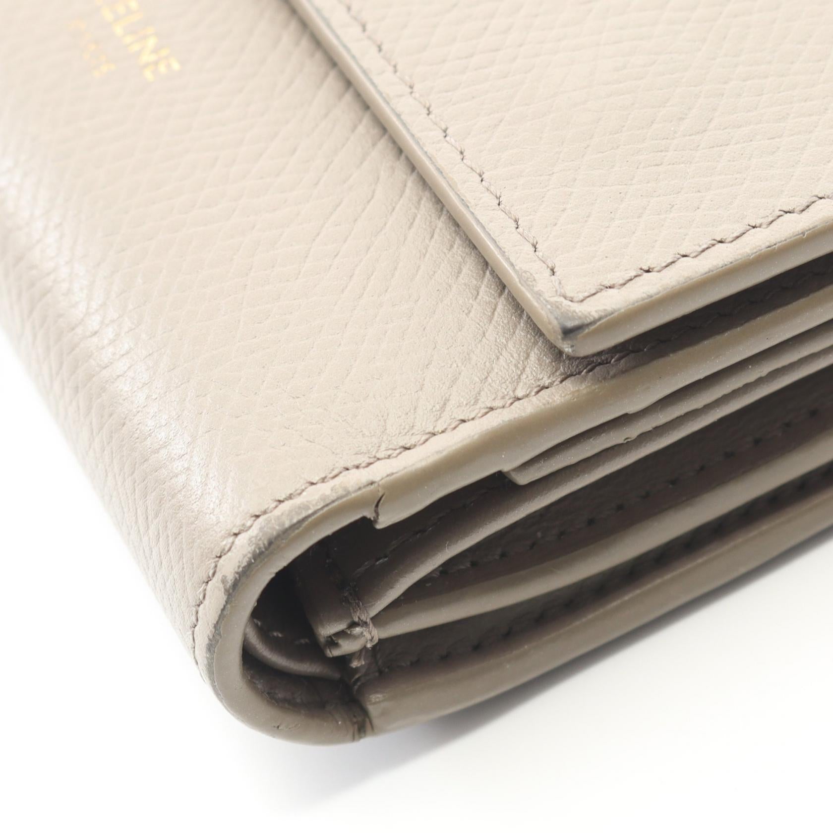 スモール トリフォールドウォレット 三つ折り財布 レザー グレーベージュ セリーヌ 財布・小物 CELINE