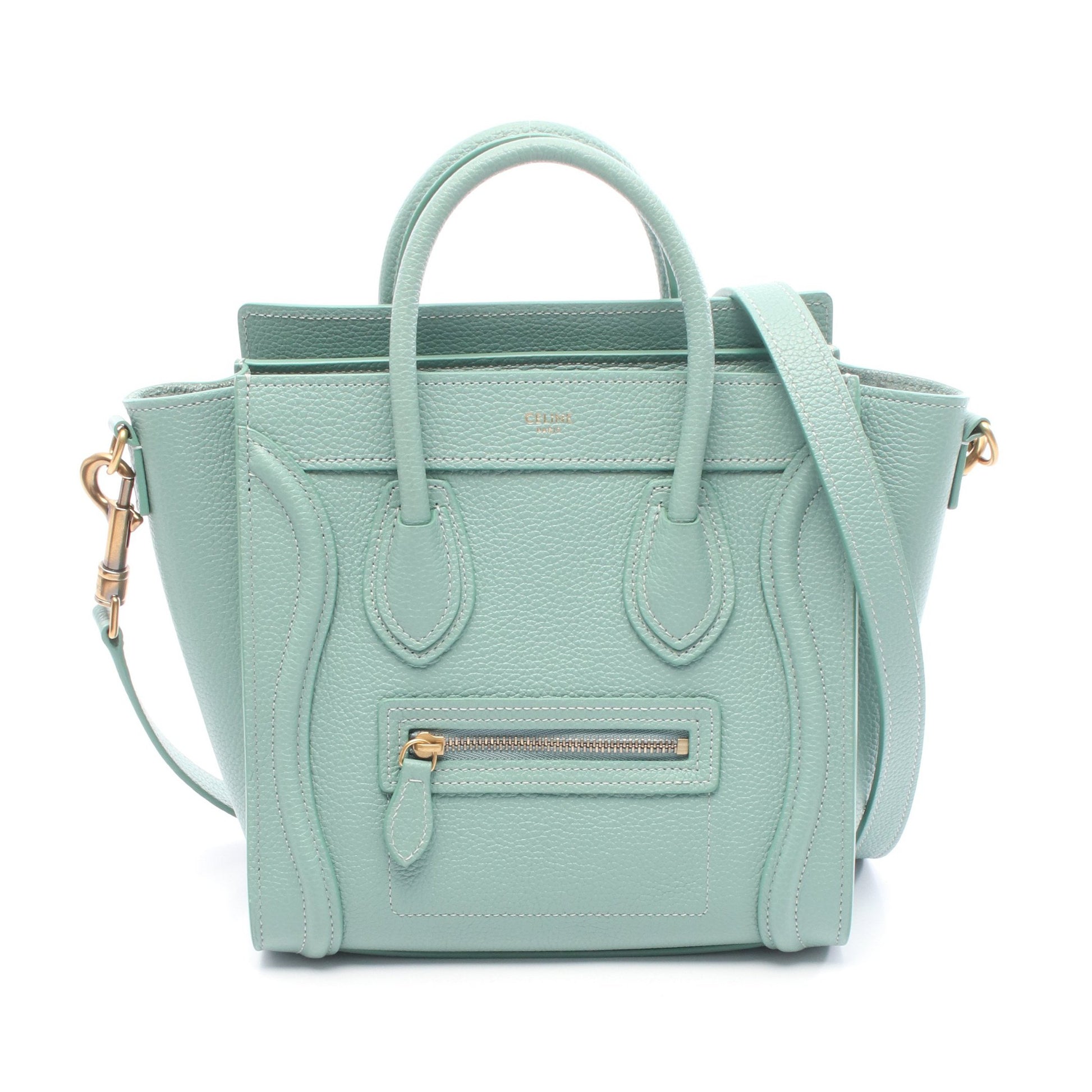 ラゲージ ナノショッパー ハンドバッグ レザー エメラルドグリーン 2WAY セリーヌ バッグ CELINE