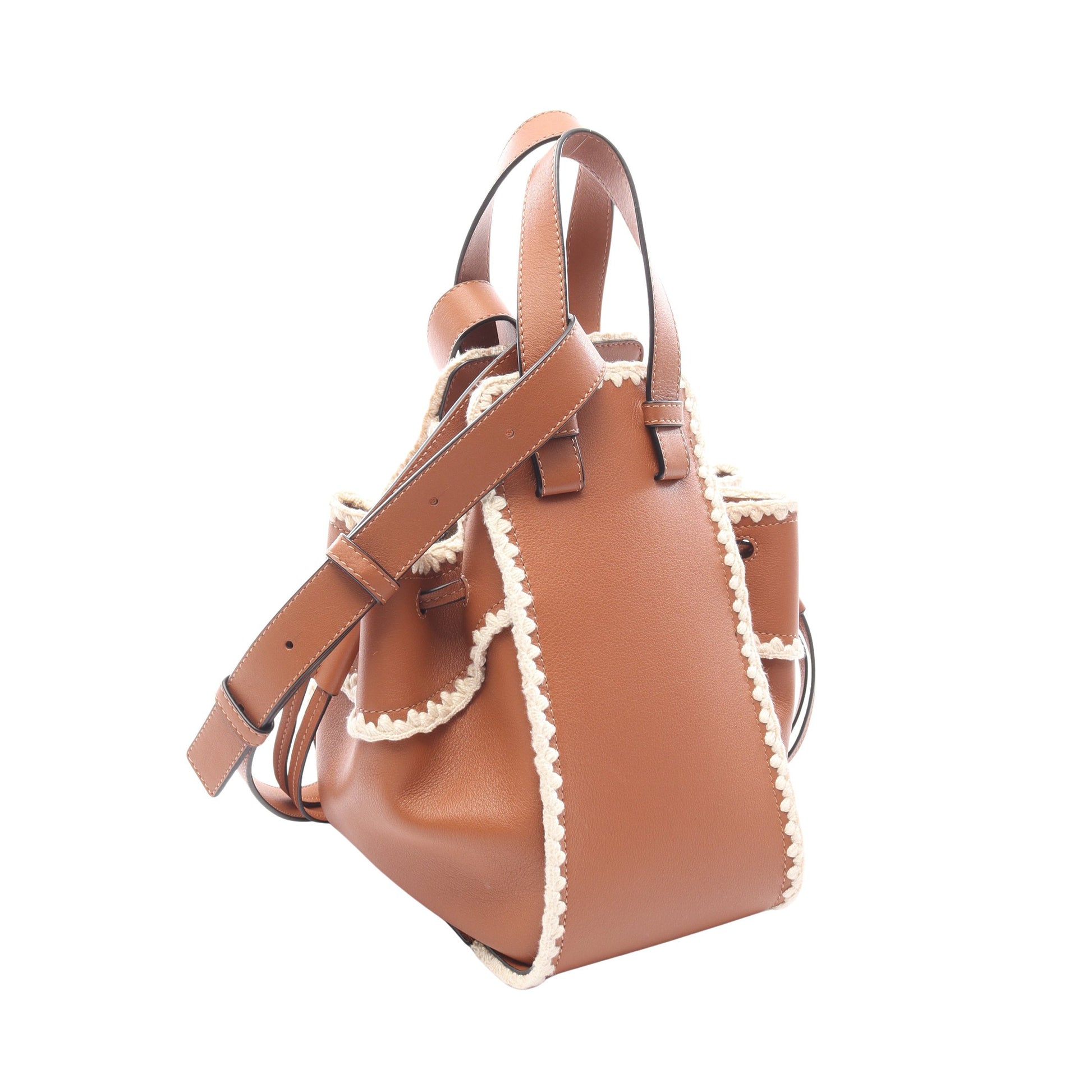 ハンモック クロシェ スモール ハンドバッグ レザー ブラウン オフホワイト 2WAY ロエベ バッグ LOEWE