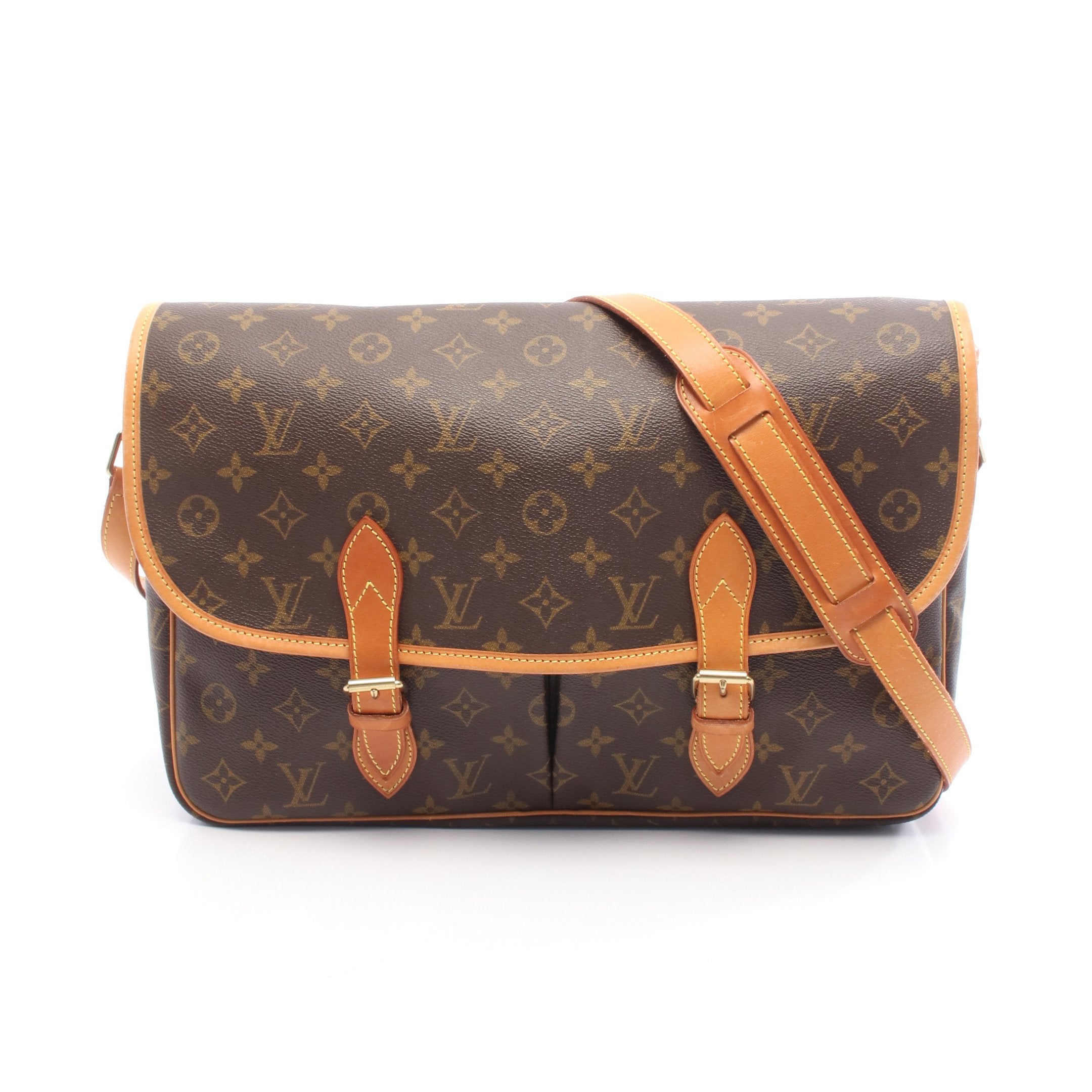【鑑定済】 ルイヴィトン ジベシエール GM モノグラム ショルダーバッグ ジベシエールGM モノグラム ショルダーバッグ PVC レザー ブラウン