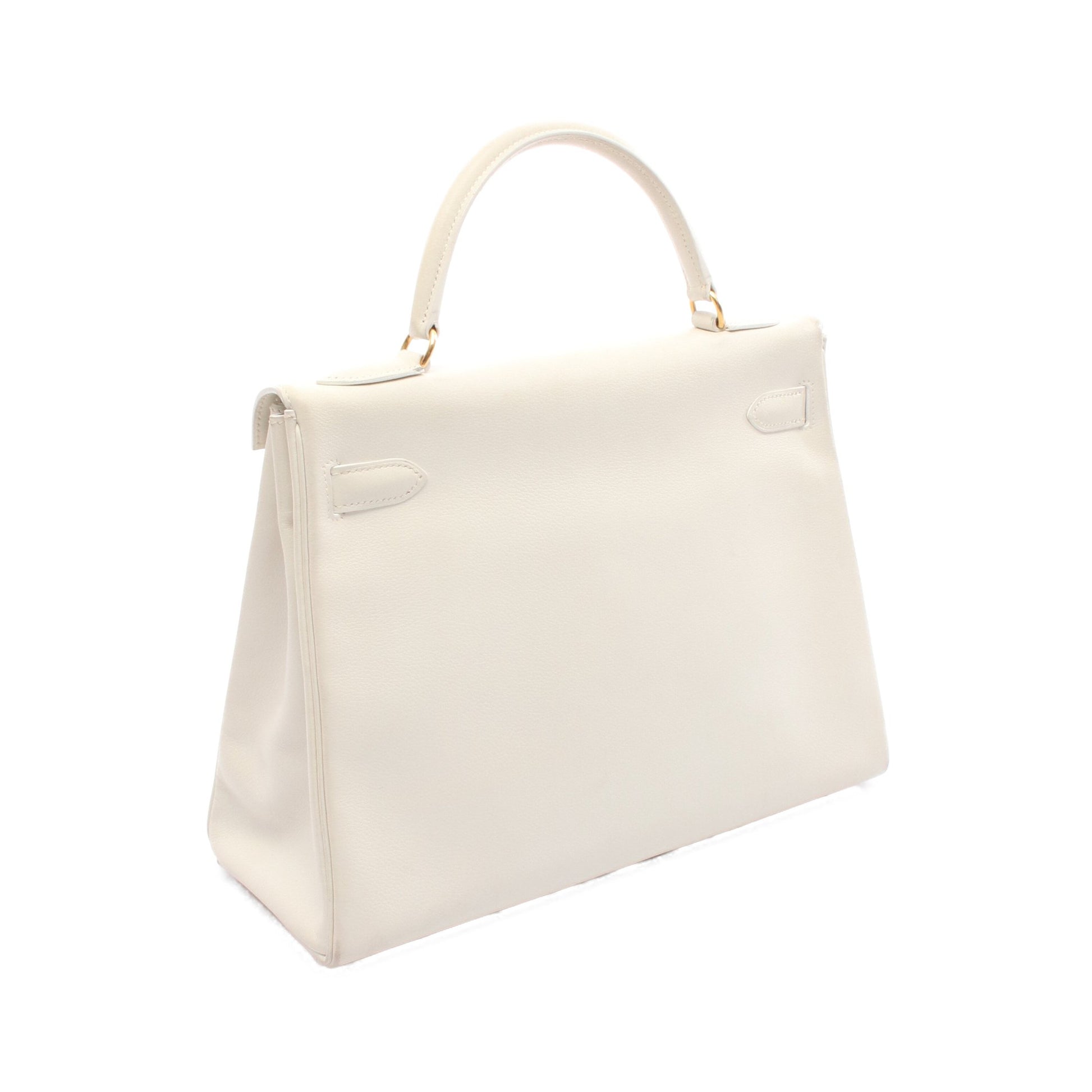 ケリー32 ハンドバッグ エバーカラー ホワイト ゴールド金具 内縫い 2WAY ○Z刻印 エルメス バッグ HERMES
