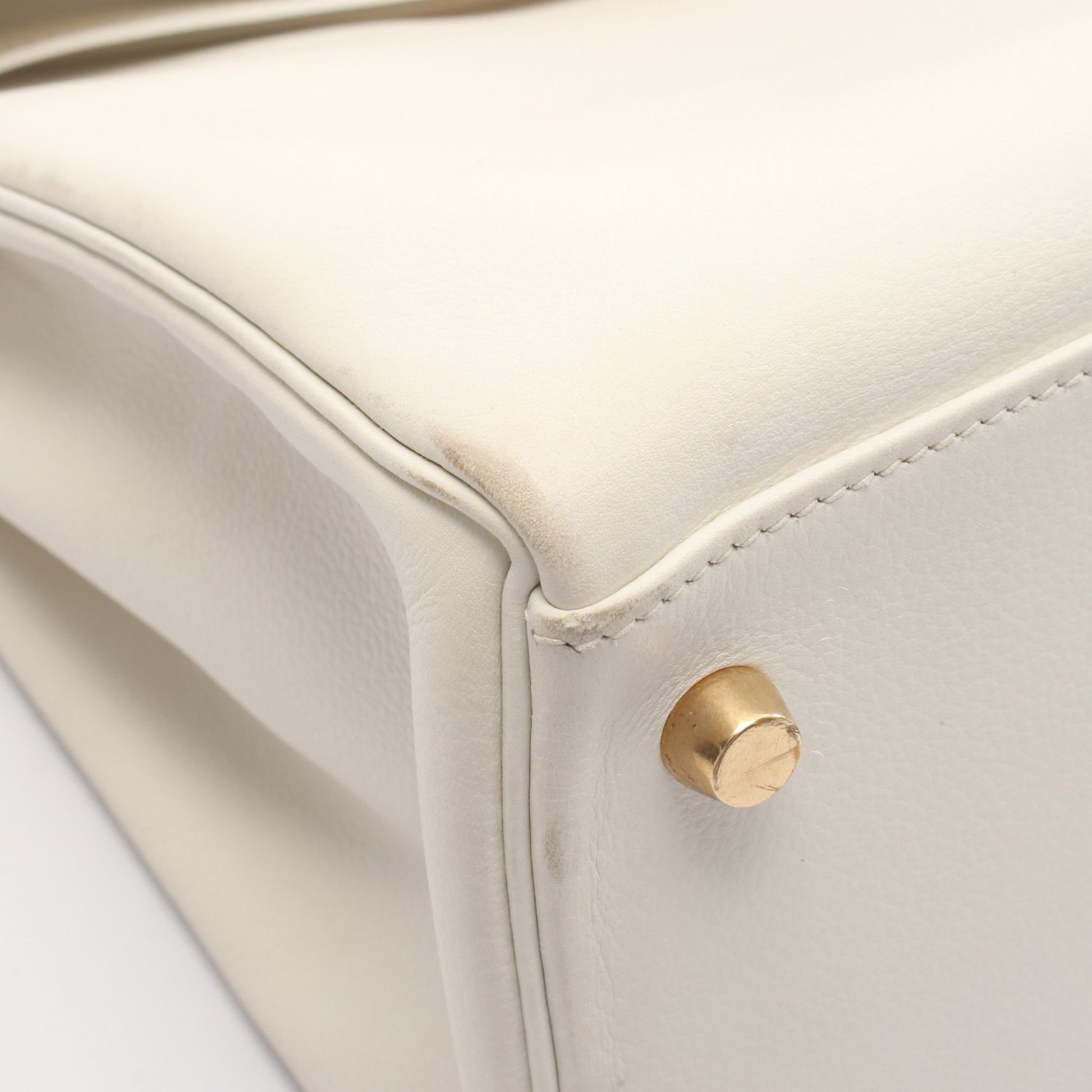ケリー32 ハンドバッグ エバーカラー ホワイト ゴールド金具 内縫い 2WAY ○Z刻印 エルメス バッグ HERMES