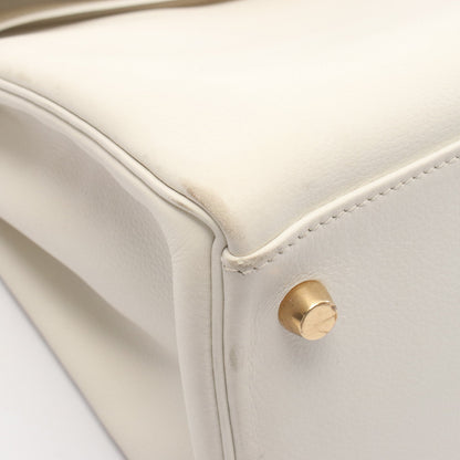 ケリー32 ハンドバッグ エバーカラー ホワイト ゴールド金具 内縫い 2WAY ○Z刻印 エルメス バッグ HERMES
