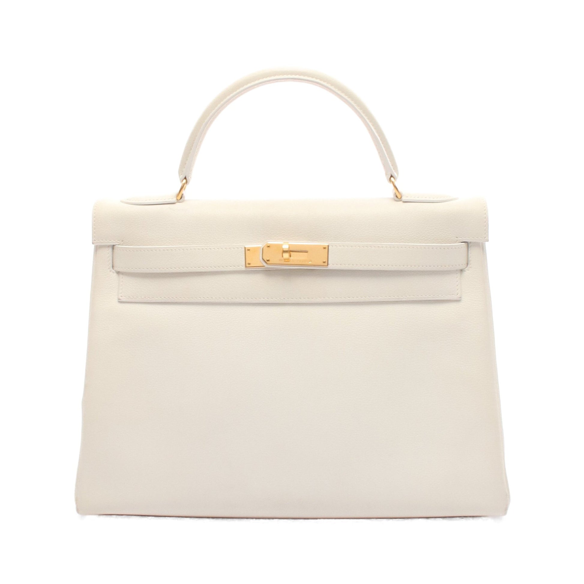 ケリー32 ハンドバッグ エバーカラー ホワイト ゴールド金具 内縫い 2WAY ○Z刻印 エルメス バッグ HERMES