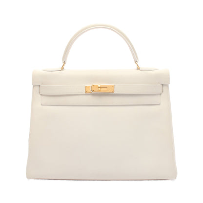 ケリー32 ハンドバッグ エバーカラー ホワイト ゴールド金具 内縫い 2WAY ○Z刻印 エルメス バッグ HERMES