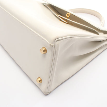 ケリー32 ハンドバッグ エバーカラー ホワイト ゴールド金具 内縫い 2WAY ○Z刻印 エルメス バッグ HERMES