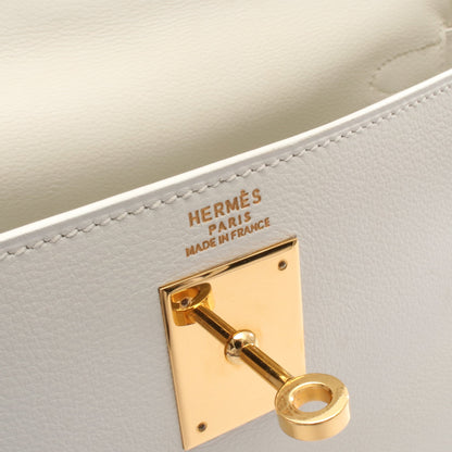 ケリー32 ハンドバッグ エバーカラー ホワイト ゴールド金具 内縫い 2WAY ○Z刻印 エルメス バッグ HERMES