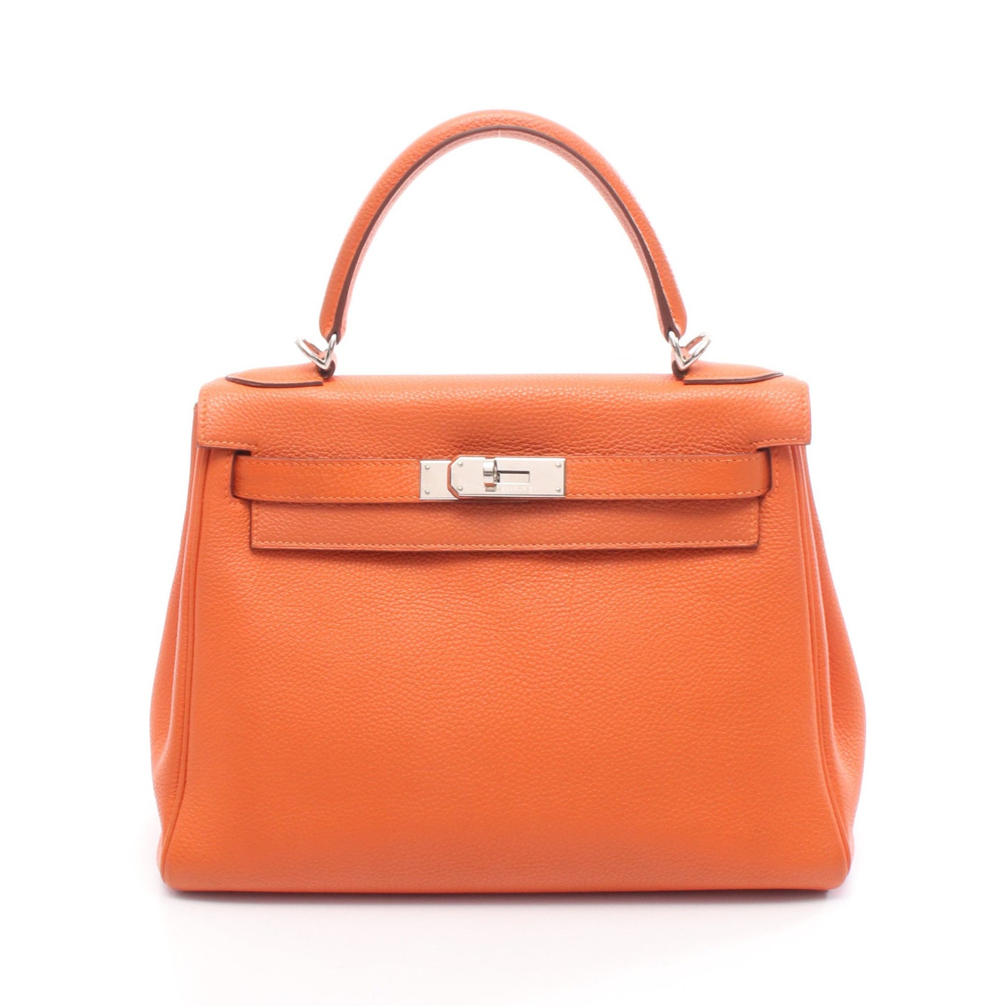 ケリー28 ハンドバッグ トゴ オレンジ シルバー金具 内縫い 2WAY □J刻印 エルメス バッグ HERMES