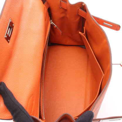 ケリー28 ハンドバッグ トゴ オレンジ シルバー金具 内縫い 2WAY □J刻印 エルメス バッグ HERMES