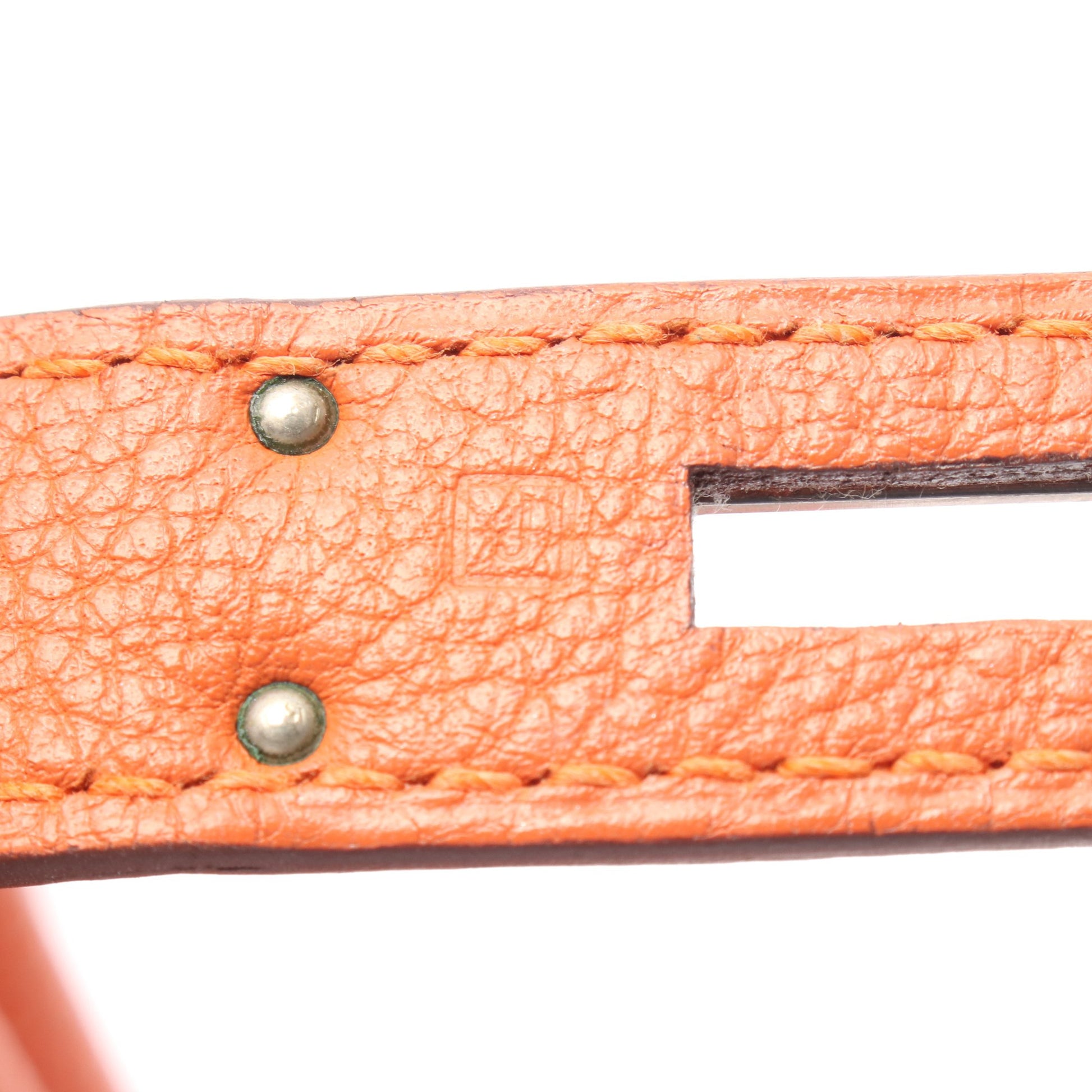ケリー28 ハンドバッグ トゴ オレンジ シルバー金具 内縫い 2WAY □J刻印 エルメス バッグ HERMES
