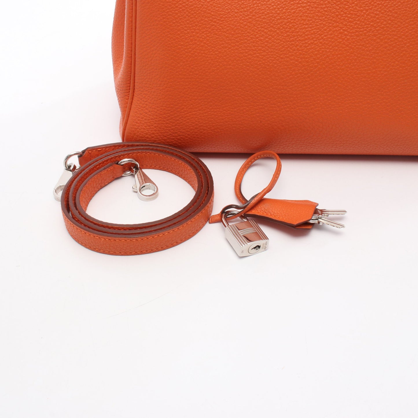ケリー28 ハンドバッグ トゴ オレンジ シルバー金具 内縫い 2WAY □J刻印 エルメス バッグ HERMES
