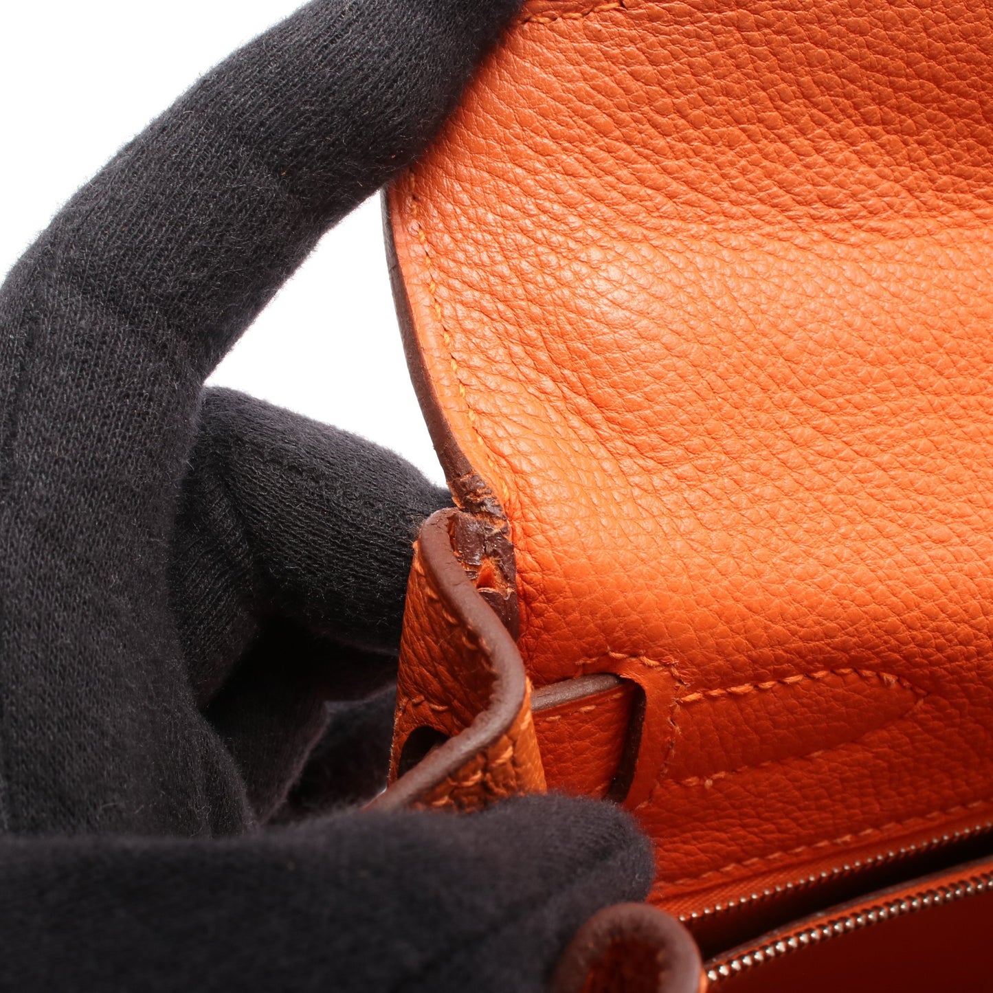 ケリー28 ハンドバッグ トゴ オレンジ シルバー金具 内縫い 2WAY □J刻印 エルメス バッグ HERMES