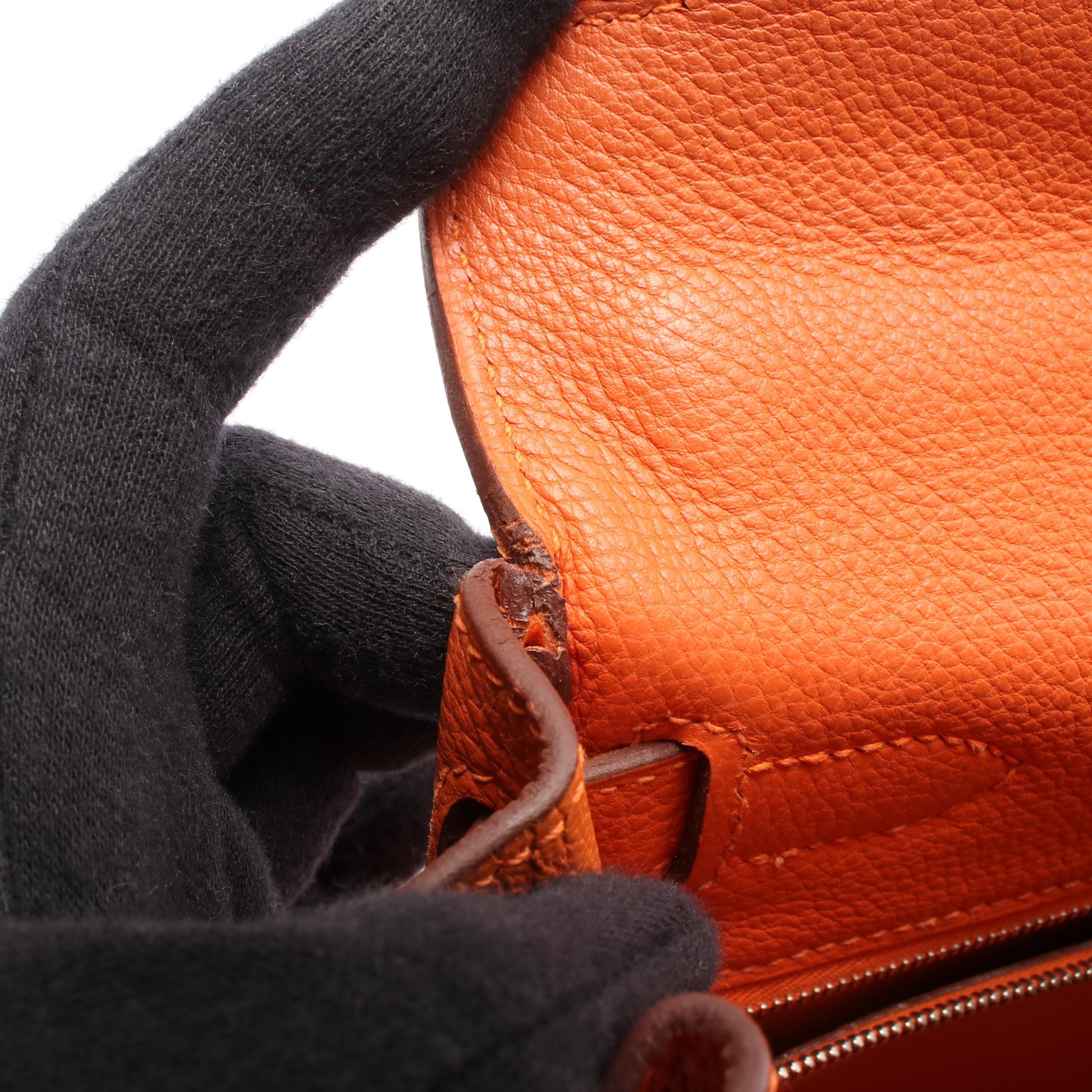 ケリー28 ハンドバッグ トゴ オレンジ シルバー金具 内縫い 2WAY □J刻印 エルメス バッグ HERMES