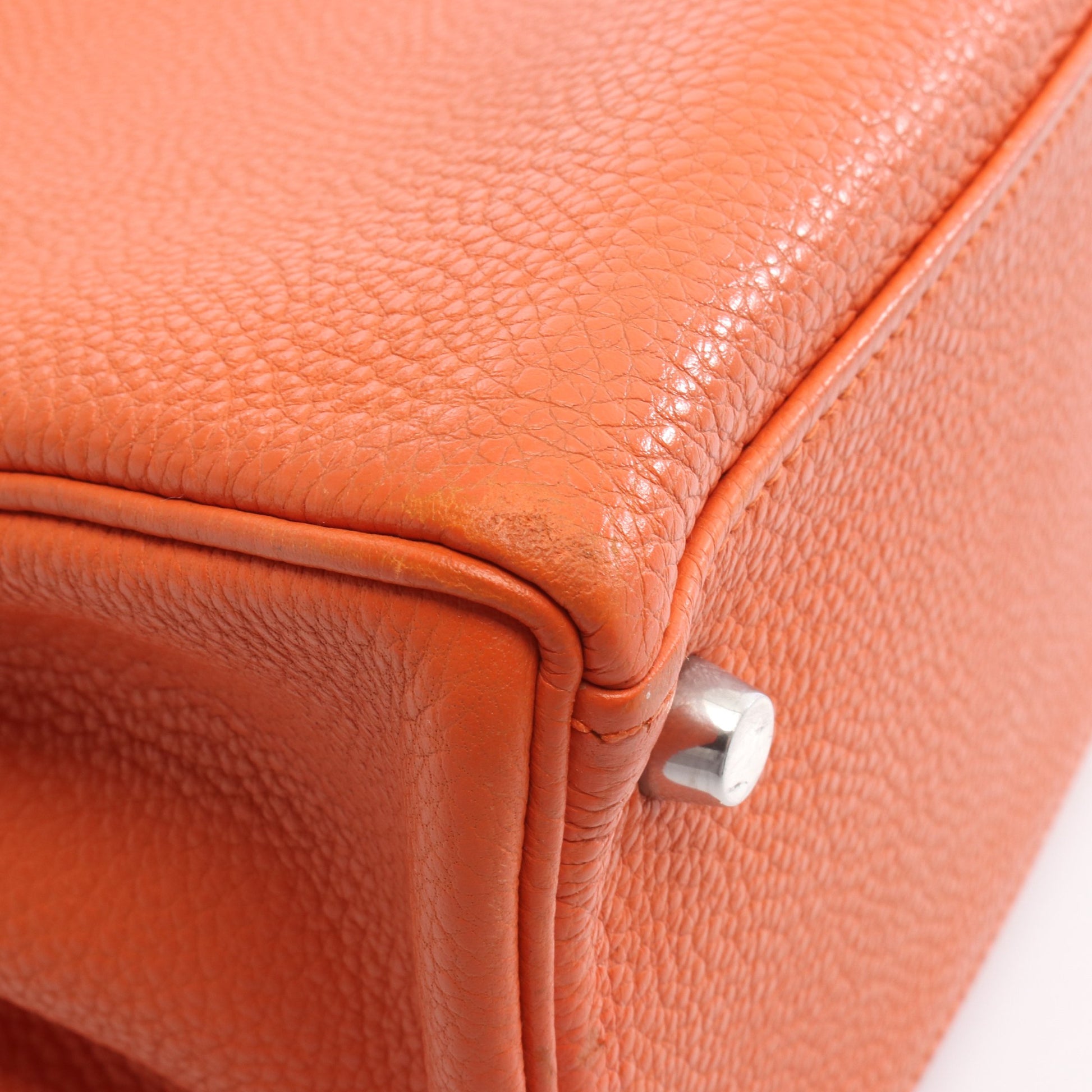 ケリー28 ハンドバッグ トゴ オレンジ シルバー金具 内縫い 2WAY □J刻印 エルメス バッグ HERMES