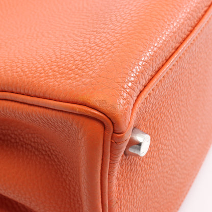 ケリー28 ハンドバッグ トゴ オレンジ シルバー金具 内縫い 2WAY □J刻印 エルメス バッグ HERMES