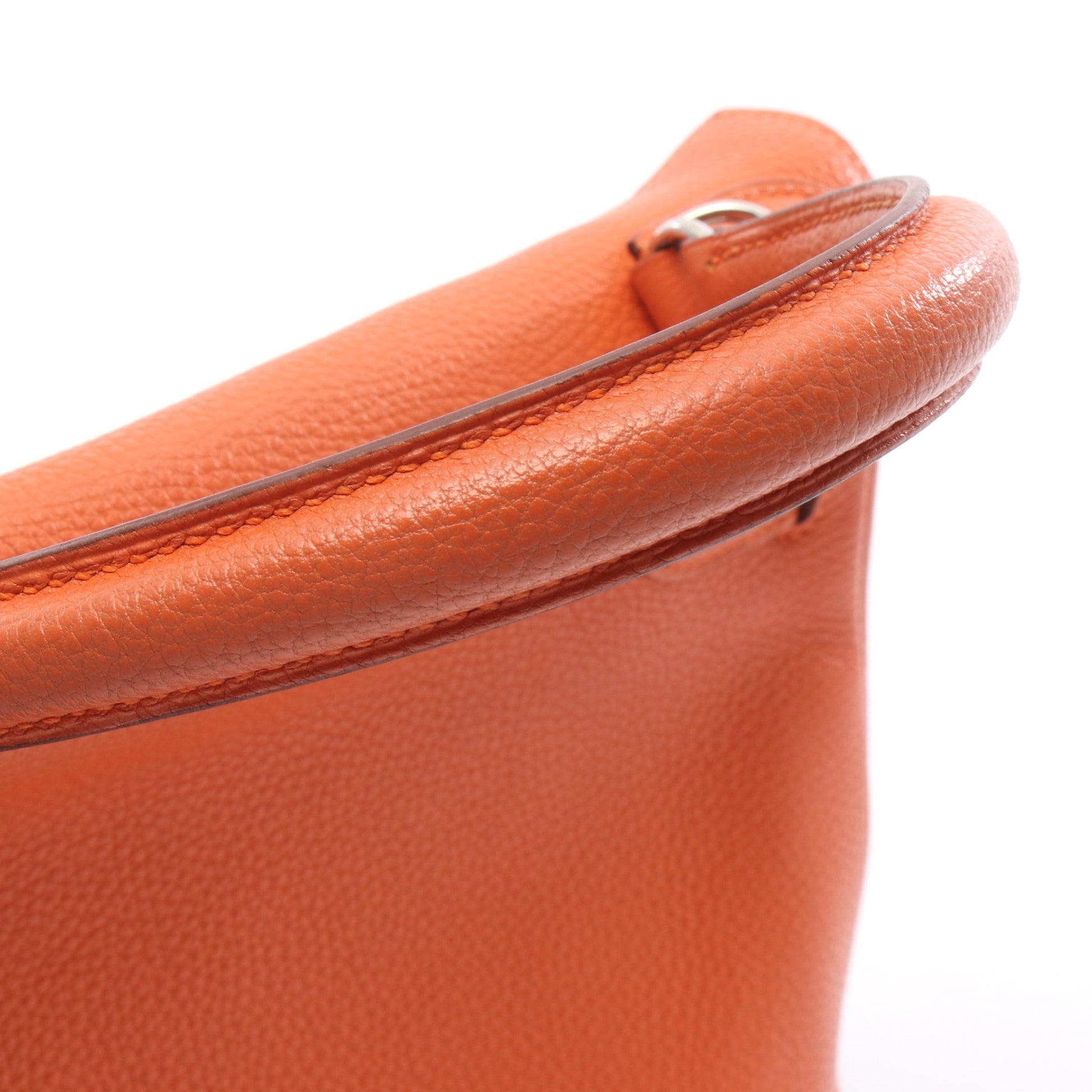 ケリー28 ハンドバッグ トゴ オレンジ シルバー金具 内縫い 2WAY □J刻印 エルメス バッグ HERMES