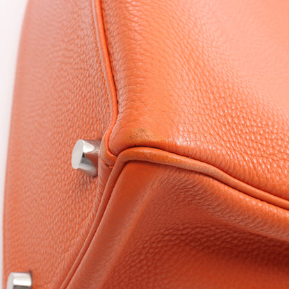 ケリー28 ハンドバッグ トゴ オレンジ シルバー金具 内縫い 2WAY □J刻印 エルメス バッグ HERMES