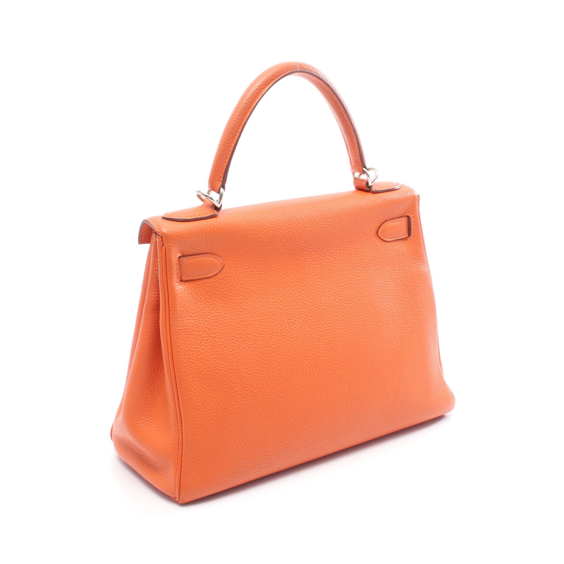 ケリー28 ハンドバッグ トゴ オレンジ シルバー金具 内縫い 2WAY □J刻印 エルメス バッグ HERMES