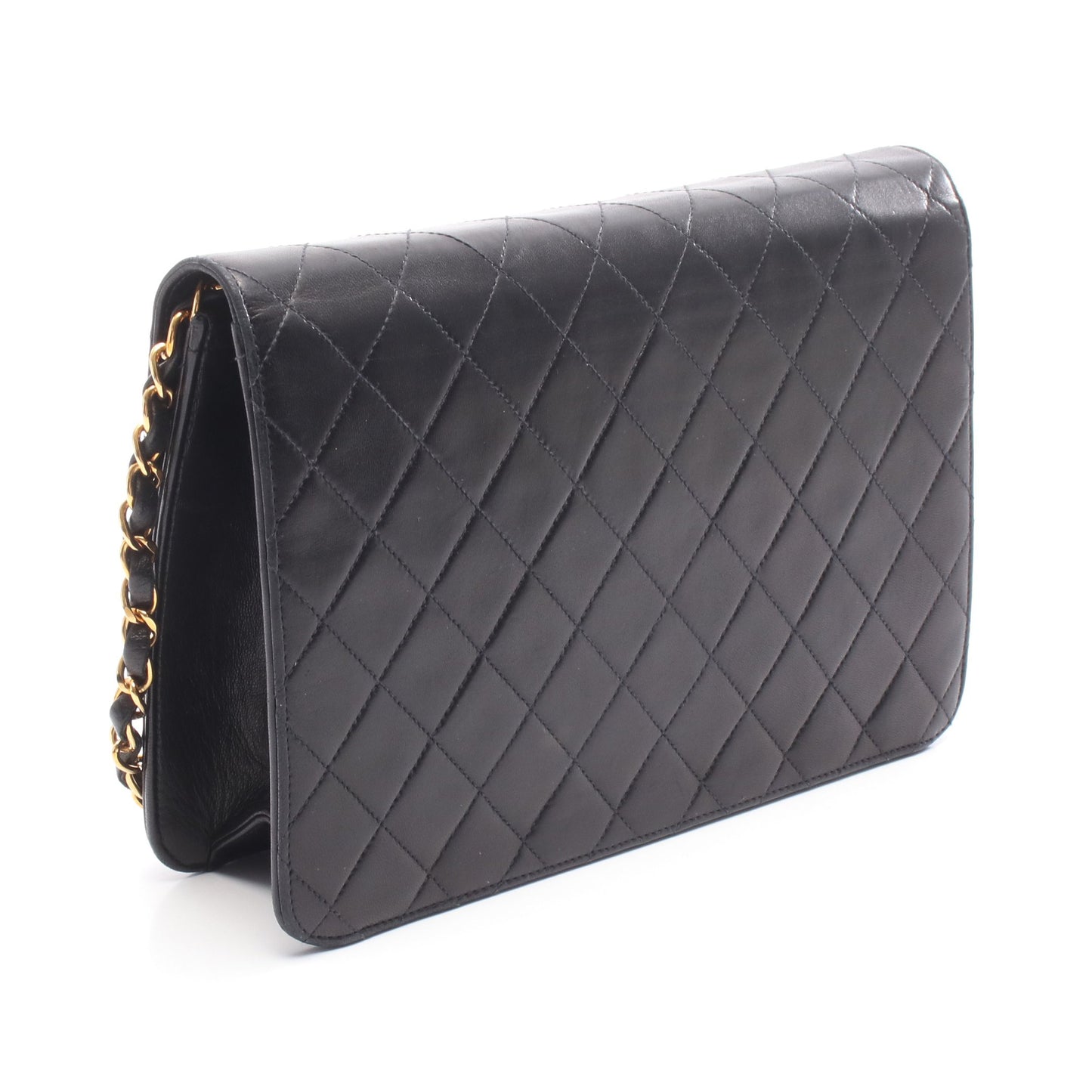 マトラッセ チェーンショルダーバッグ ラムスキン ブラック ゴールド金具 シャネル バッグ CHANEL