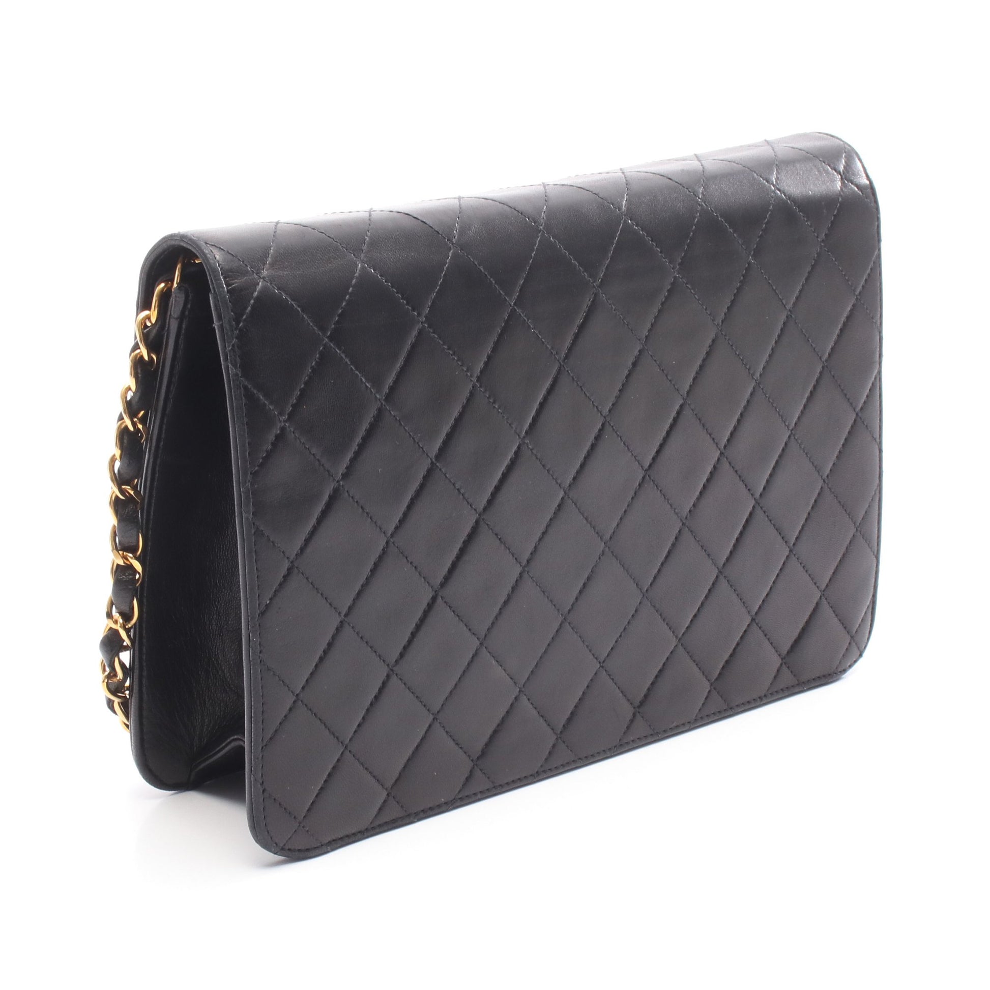 マトラッセ チェーンショルダーバッグ ラムスキン ブラック ゴールド金具 シャネル バッグ CHANEL