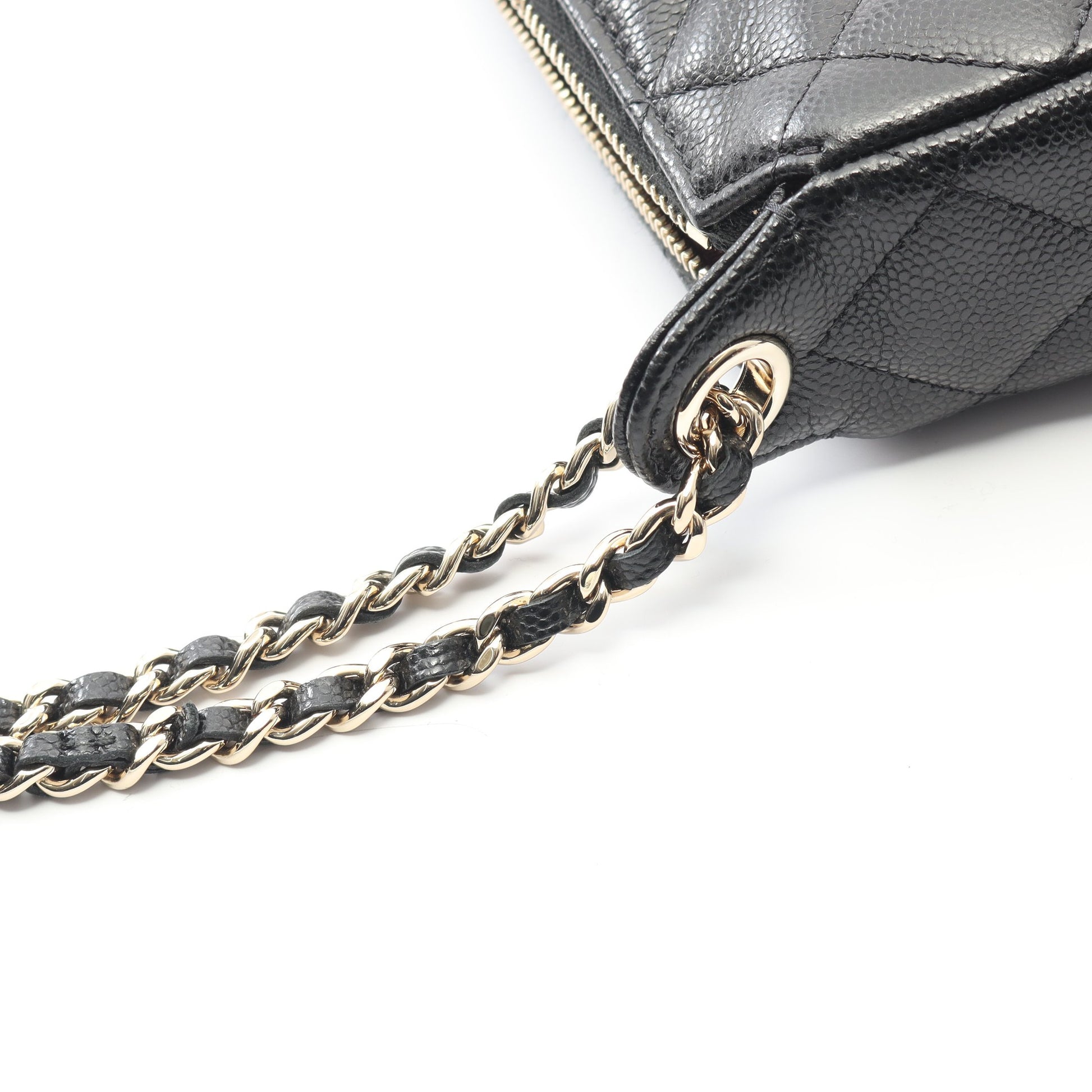 マトラッセ チェーンクラッチ チェーンショルダーバッグ キャビアスキン ブラック ゴールド金具 シャネル バッグ CHANEL