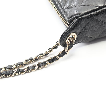 マトラッセ チェーンクラッチ チェーンショルダーバッグ キャビアスキン ブラック ゴールド金具 シャネル バッグ CHANEL