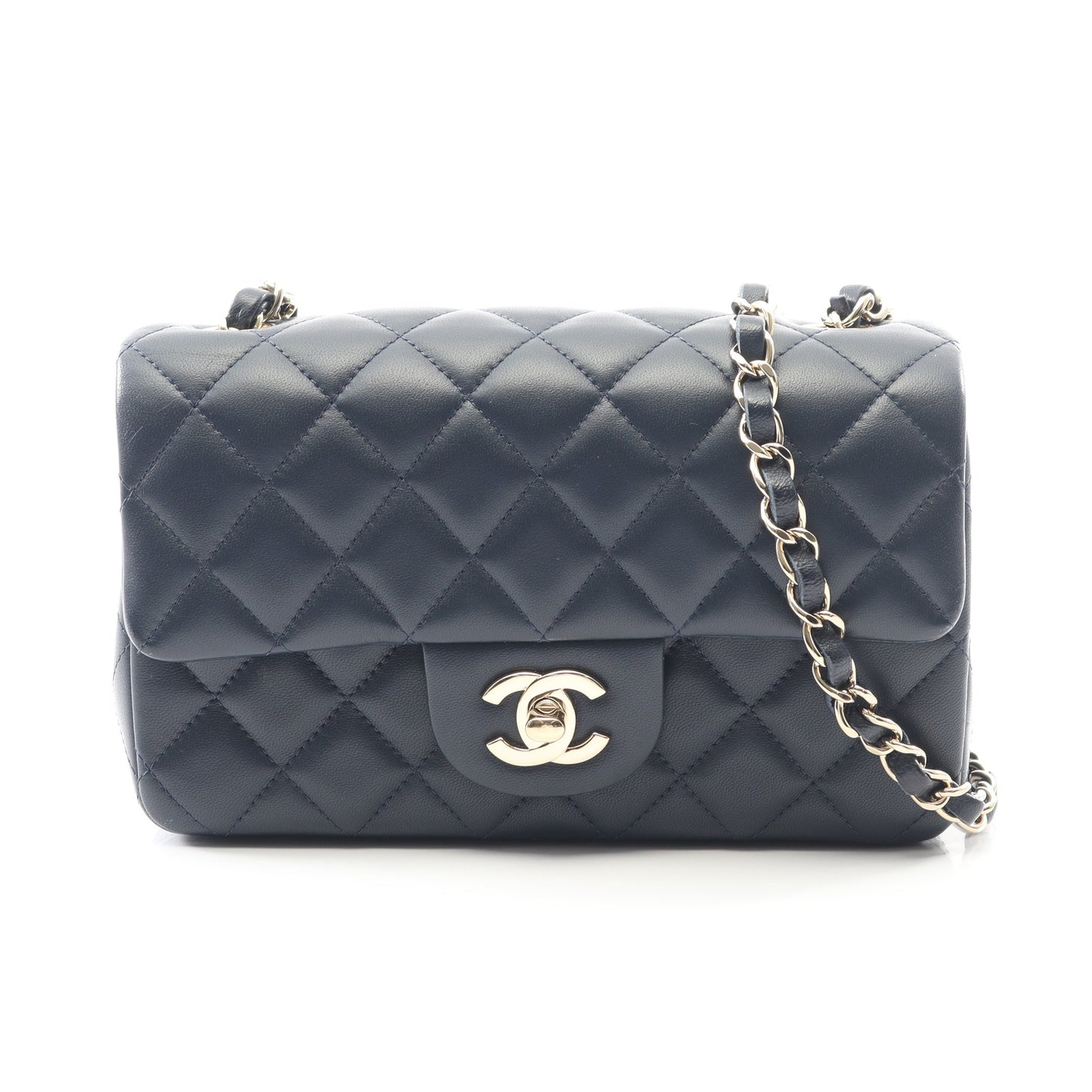 ミニマトラッセ20 チェーンショルダーバッグ ラムスキン ネイビー ゴールド金具 シャネル バッグ CHANEL