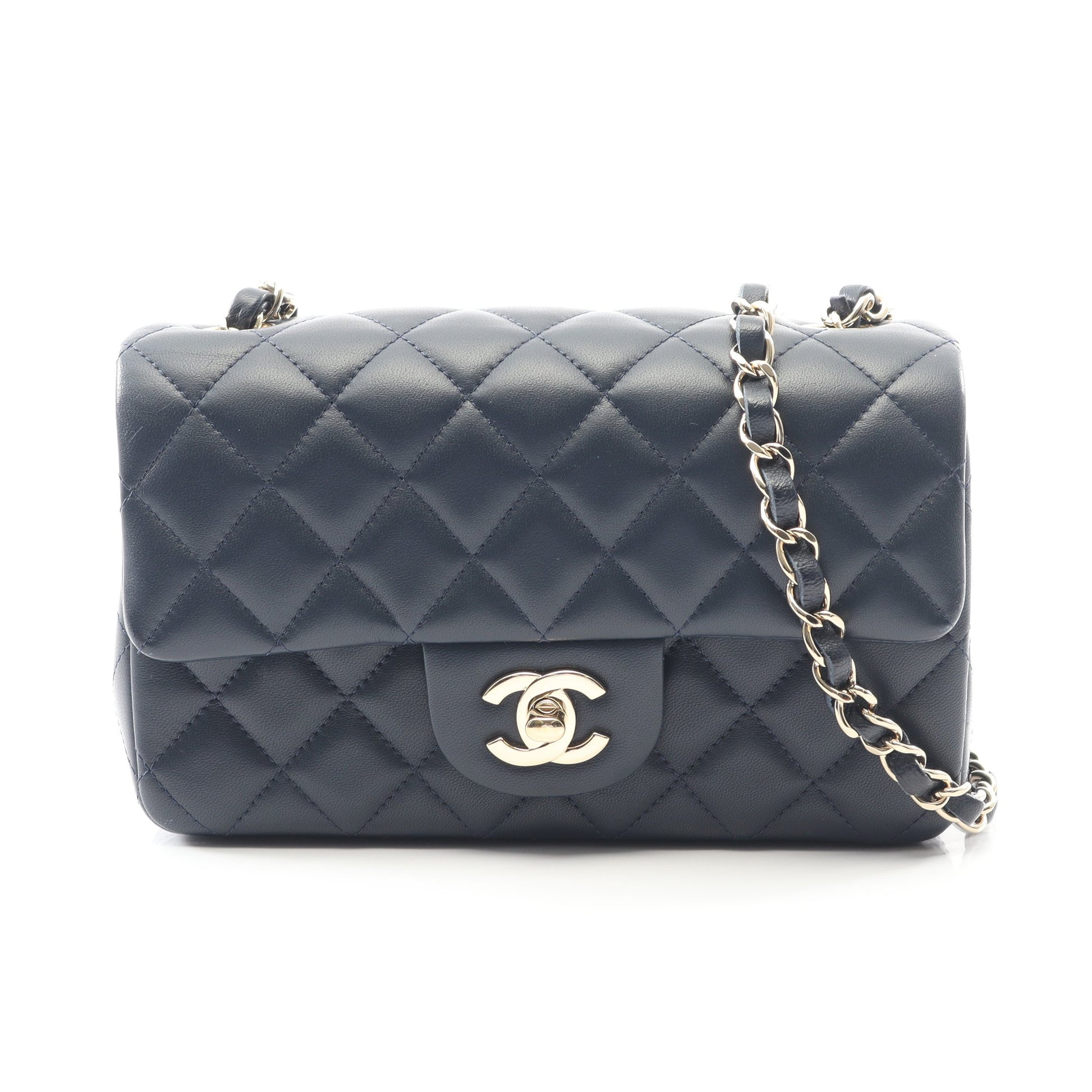 ミニマトラッセ20 チェーンショルダーバッグ ラムスキン ネイビー ゴールド金具 シャネル バッグ CHANEL