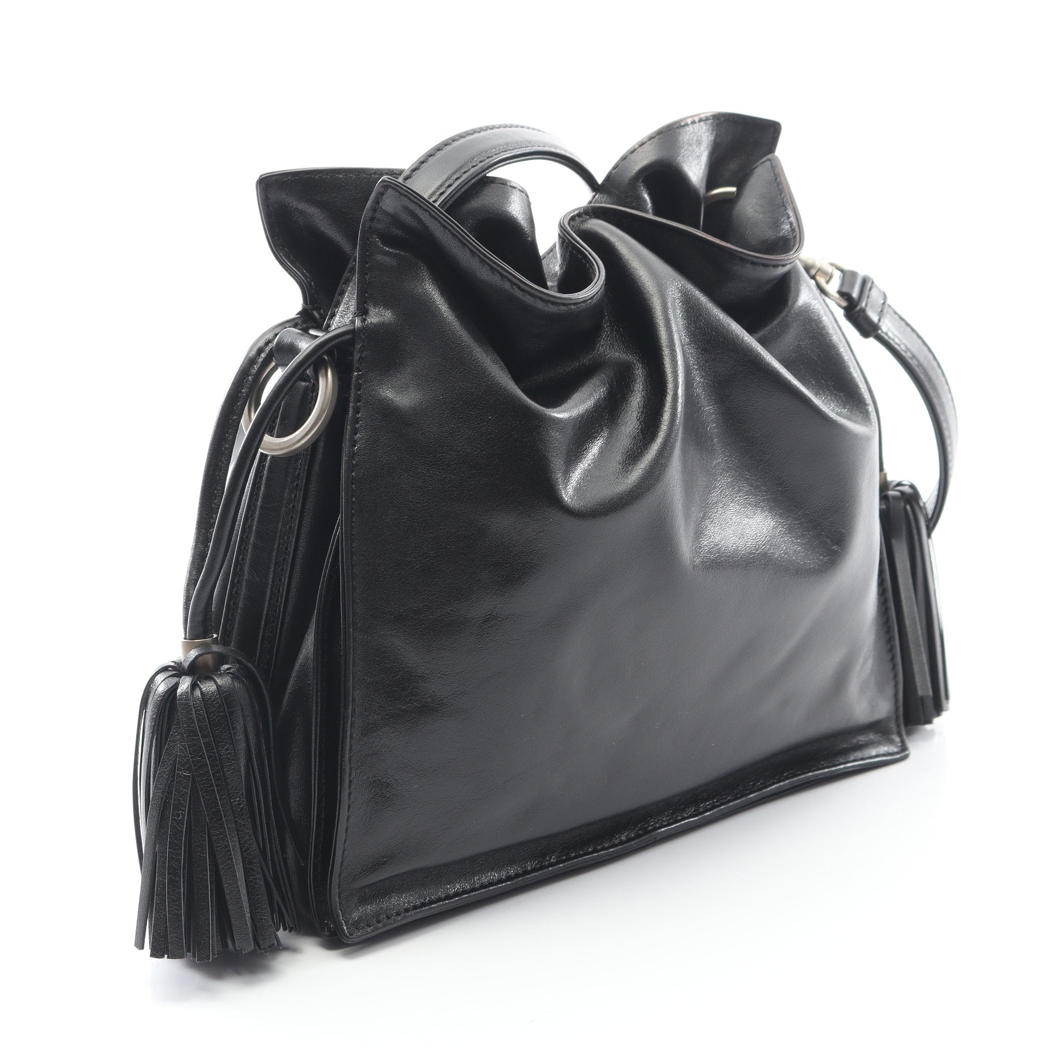 フラメンコ22 ショルダーバッグ レザー ブラック タッセル ロエベ – RECLO