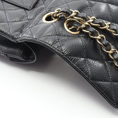 マトラッセ Wフラップ Wチェーンショルダーバッグ キャビアスキン ブラック ゴールド金具 シャネル バッグ CHANEL
