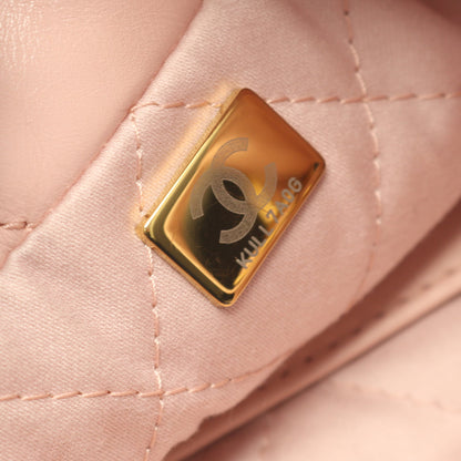 CHANEL 22 ミニ チェーンショルダーバッグ レザー ライトピンク ゴールド金具 2WAY シャネル バッグ CHANEL