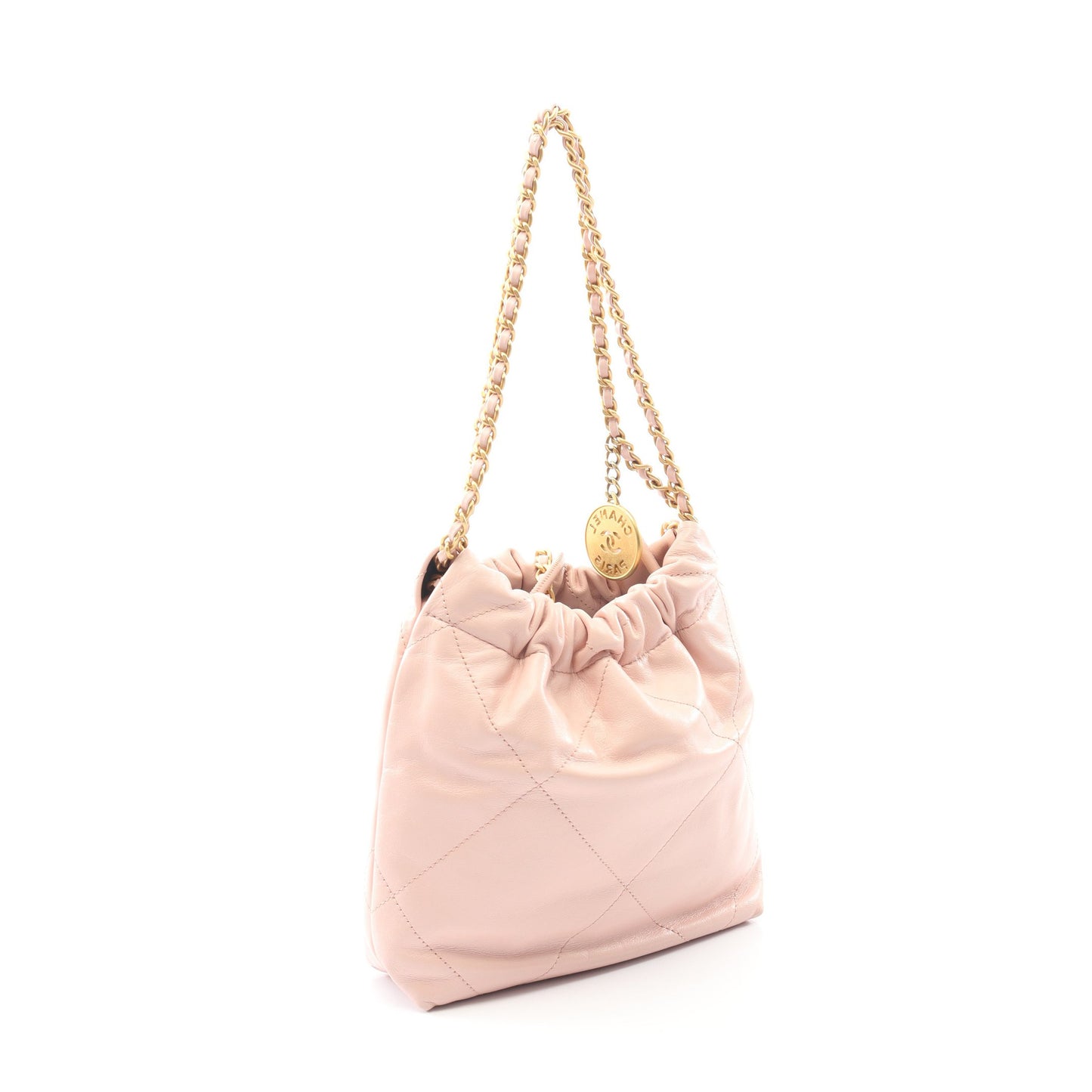 CHANEL 22 ミニ チェーンショルダーバッグ レザー ライトピンク ゴールド金具 2WAY シャネル バッグ CHANEL