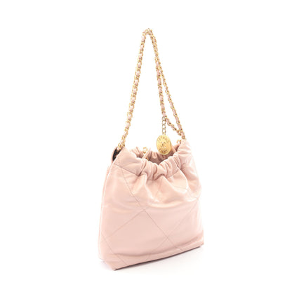 CHANEL 22 ミニ チェーンショルダーバッグ レザー ライトピンク ゴールド金具 2WAY シャネル バッグ CHANEL