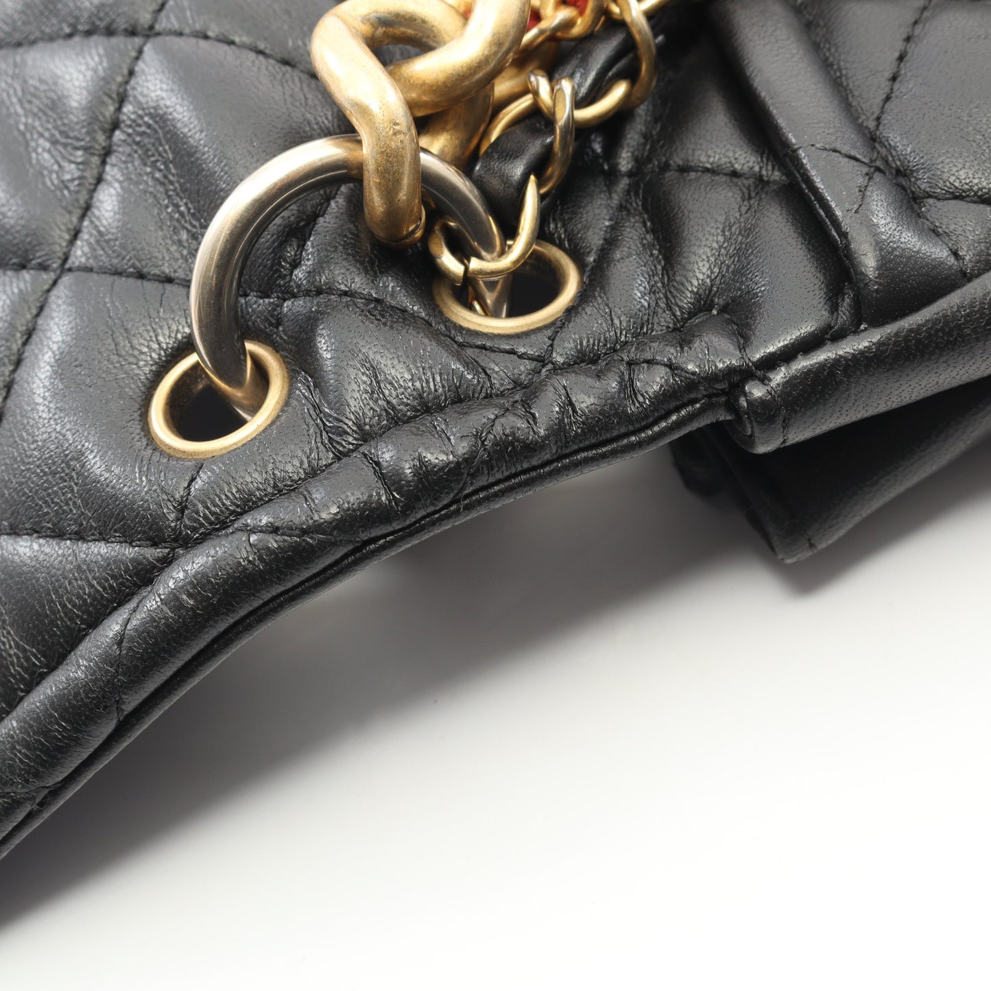 マトラッセ チェーンショルダーバッグ ラムスキン ブラック ゴールド金具 2WAY シャネル バッグ CHANEL