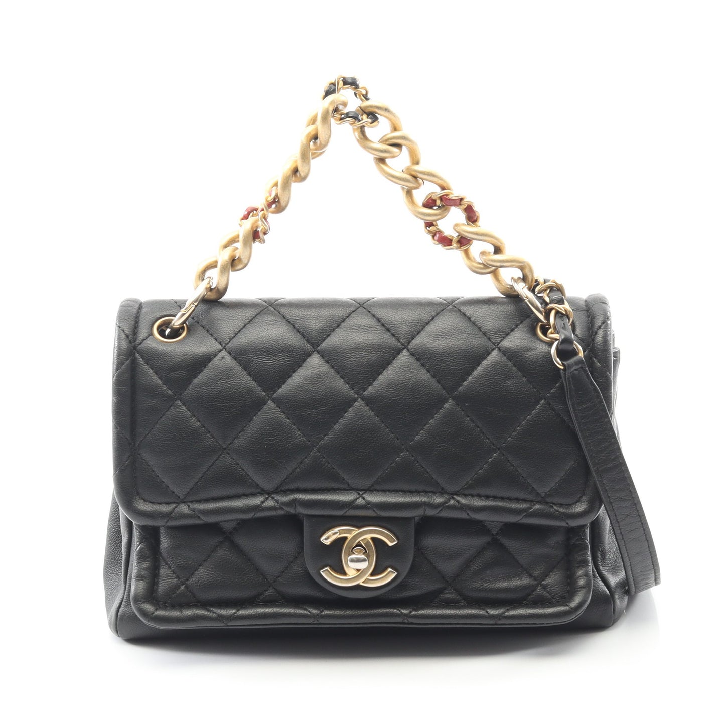 マトラッセ チェーンショルダーバッグ ラムスキン ブラック ゴールド金具 2WAY シャネル バッグ CHANEL