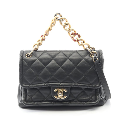 マトラッセ チェーンショルダーバッグ ラムスキン ブラック ゴールド金具 2WAY シャネル バッグ CHANEL