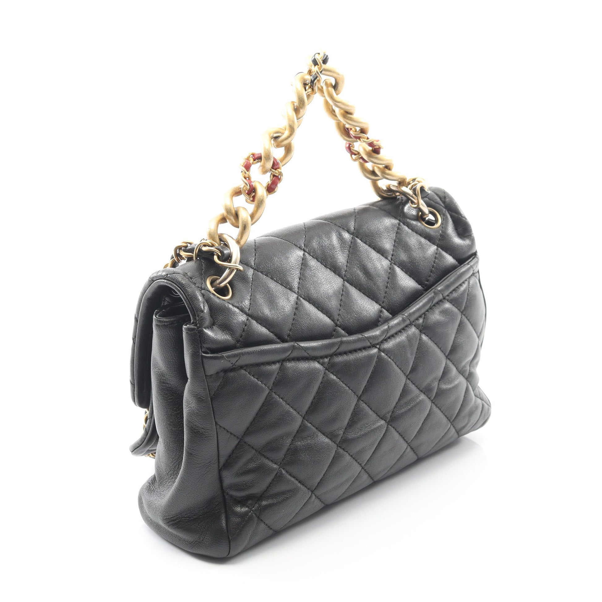 マトラッセ チェーンショルダーバッグ ラムスキン ブラック ゴールド金具 2WAY シャネル バッグ CHANEL