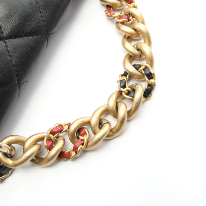 マトラッセ チェーンショルダーバッグ ラムスキン ブラック ゴールド金具 2WAY シャネル バッグ CHANEL