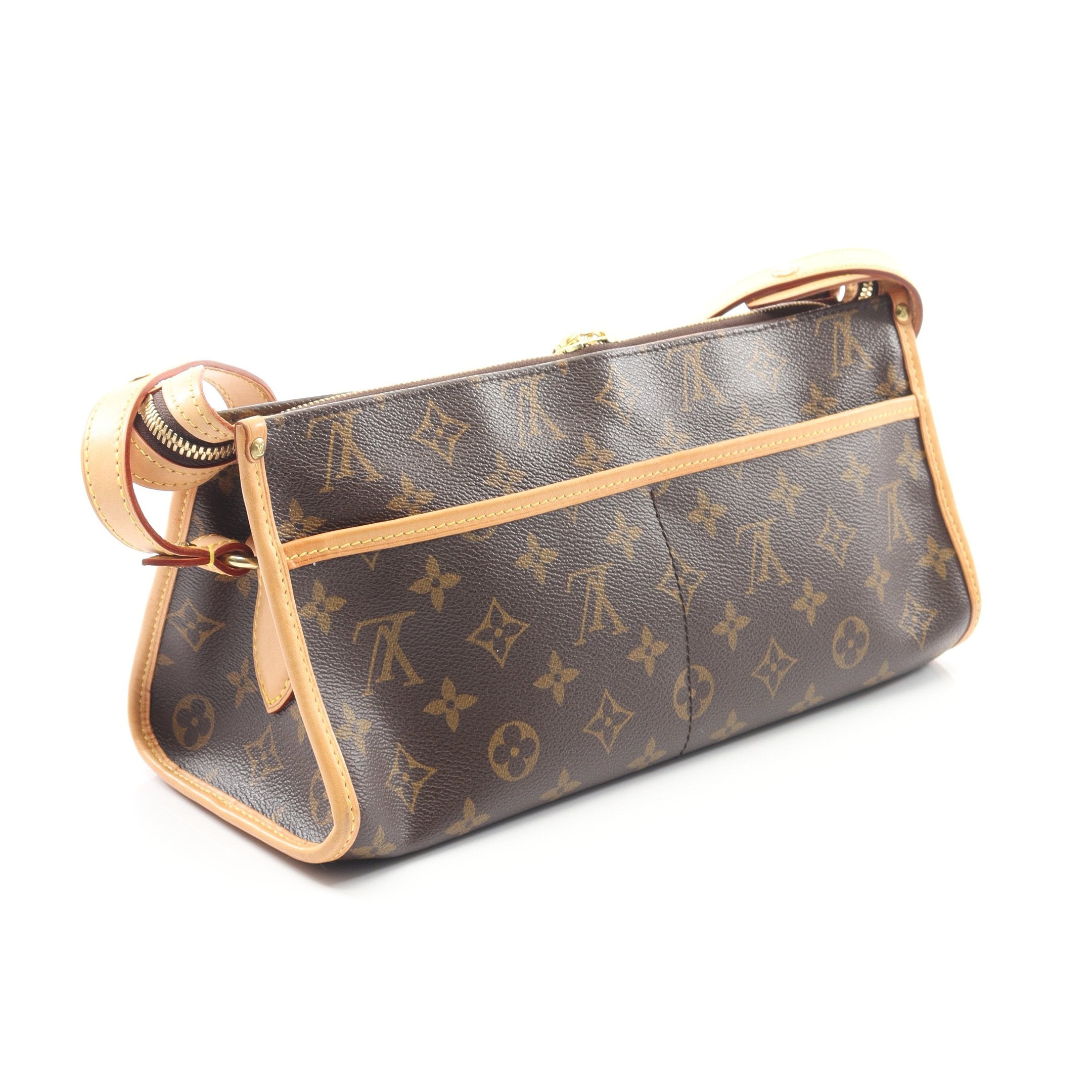 ポパンクール ロン モノグラム ショルダーバッグ PVC レザー ブラウン