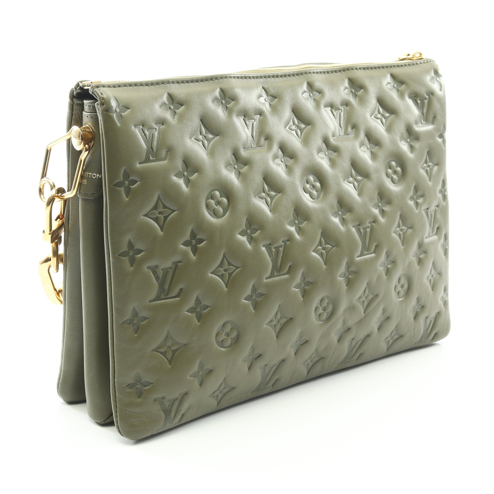 クッサンMM カーキ チェーンショルダーバッグ レザー カーキグリーン 2WAY ルイヴィトン バッグ LOUIS VUITTON