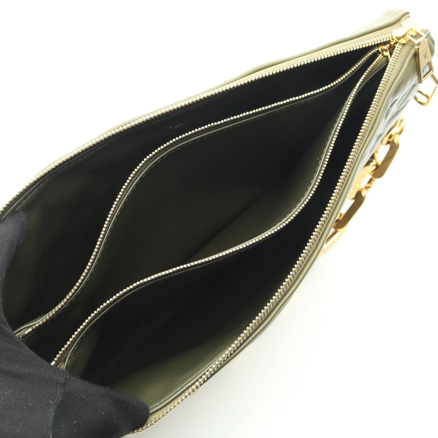 クッサンMM カーキ チェーンショルダーバッグ レザー カーキグリーン 2WAY ルイヴィトン バッグ LOUIS VUITTON